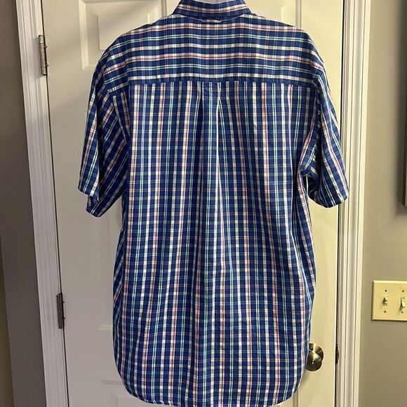 Cutter & Buck Men’s Cotton Button Down Short Sleeve Plaid Shirt with Collar- XL - Picture 7 of 13